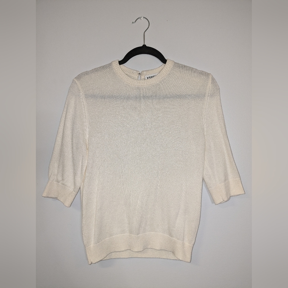 Essential Antwerp Keyhole Back S/S Crew Neck Cashmere Blend Sweater Off White XS